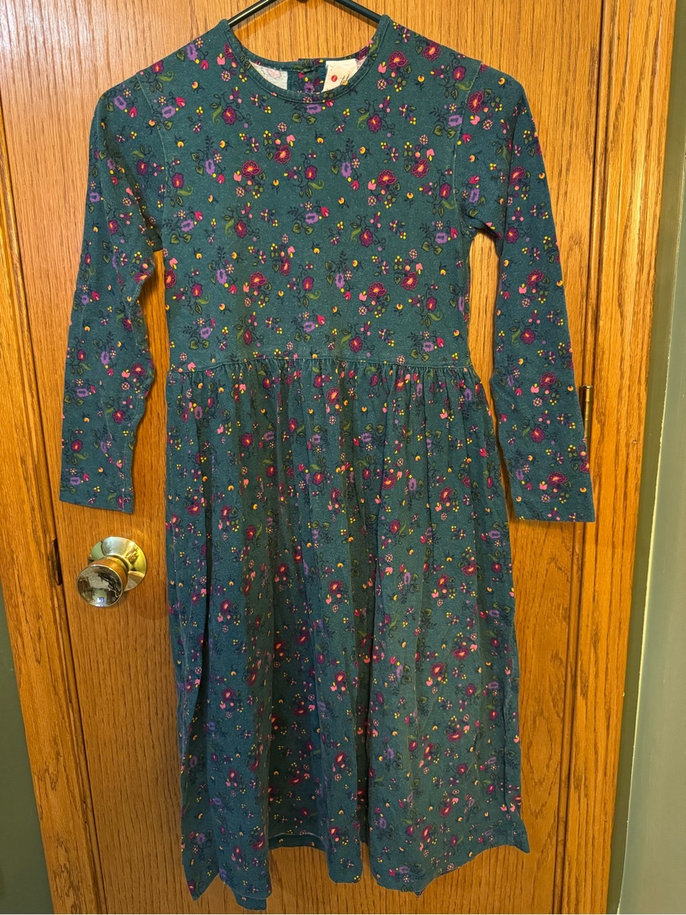 Hanna Andersson Teal Long-Sleeve Floral Dress